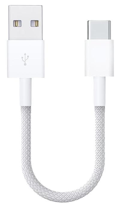 Short CarPlay Cable for Apple iPhone 16 Pro Max Charger [MFi Certified] Woven USB A to USB C Cable for iPhone 15 Pro Max/iPhone 15 to Power Bank, iPhone 16 USB to Type C Car Charger Cord (1ft White)