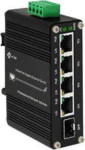 Mini Industrial 4 Port 10/100/1000Mbps Gigabit Ethernet POE + Switch with SFP Port Din Rail/Wall-Mount 4 Port 10/100/1000BASE-T RJ45 + 1 Port 100/1000FX (SFP) Support 12-48V DC