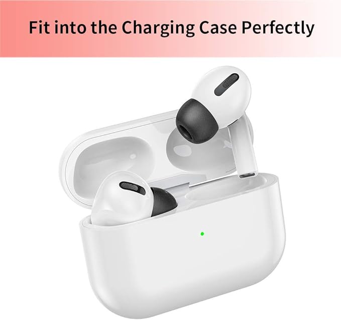 Lanwow Premium Memory Foam Tips for AirPods Pro. No Silicone Eartips Pain. Anti-Slip Eartips. Fit in The Charging Case, 3 Pairs (S/M/L, Black)