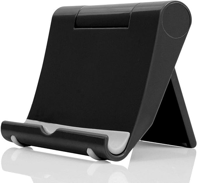 Cell Phone Stand for Desk Foldable Cell Phone Holder Desk Tablet Holder Mobile Phone Dock, Multi-Angle Universal Adjustable Tablet Dock (Black)
