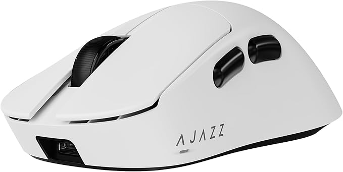 AJ179 V2 Triple Mode (2.4G/Wired/Bluetooth 5.2) Gaming Mouse, 12000 DPI, 56g Ultra-Light, Programmable 6 Buttons, 1000Hz Polling Rate, Ergonomic Right-Hand Design for Computer Laptop PC, White