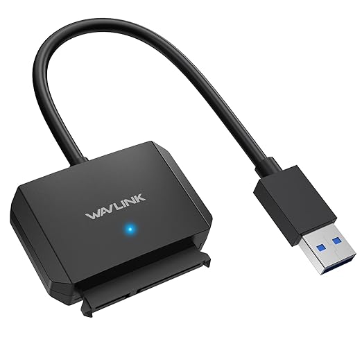 WAVLINK SATA to USB Type-A Hard Drive Cable, 5Gbps USB3.0 to Sata Cable Support UASP, External Hard Drive SATA I/II/III Connector 2.5" SSD/HDD and 3.5" HDD up to 20TB