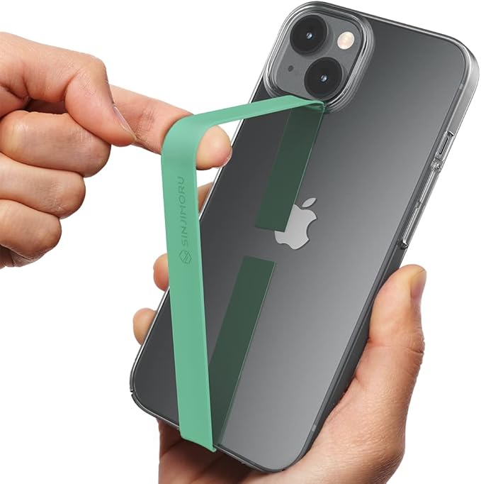 Sinjimoru Stretchable Silicone Phone Strap, Flexible and Elastic Grip Holder for iPhone & Android, Secure Phone Loops Finger Grip with Wireless Charging Support Sinji Loop Mint