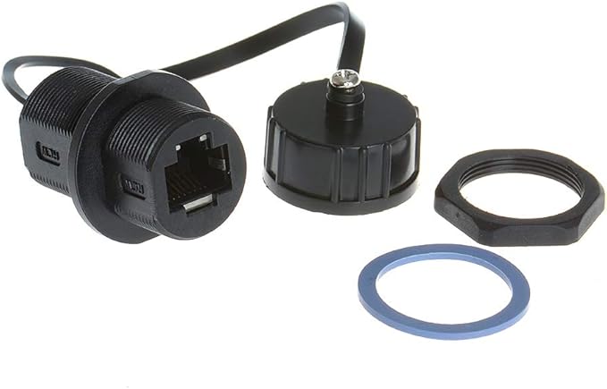 5PCS Panel Mounting Shielded RJ45 Waterproof Cat5/5e/6 8P8C Connector Ethernet LAN Cable Connector Double Head Adapter with Waterproof/Dust Cap