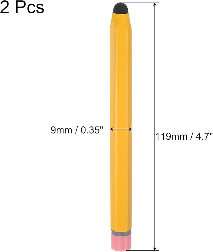 MECCANIXITY 2pcs Stylus Pens for Touch Screens Hexagon Crayon Stylus Pen Universal Capacitive Stylus for All Touch Screen Devices, 4.7" Yellow