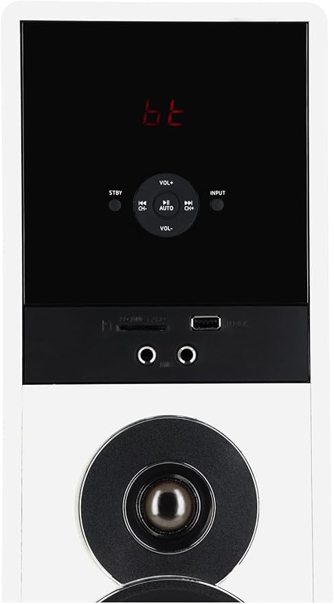 Rockville TM80W Powered Home Theater Tower Speaker System, White, 800W, 8" Subwoofers, Bluetooth, USB/SD Playback, FM Radio, Remote Control, Karaoke Ready, Perfect for Home Entertainment