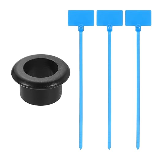 uxcell Desk Grommet, 11/16" (18mm) Zinc Alloy Cable Hole Cover Wire Cord Organizer with Marked Cable Ties for Home Office Desktop Wire, Black