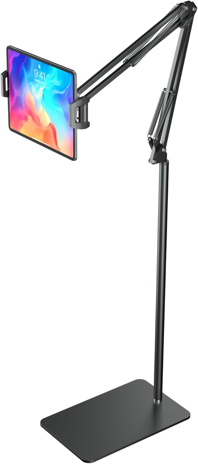 Tablet Floor Stand & Kindle Holder, Overhead Bed Reading Stand with 360° Rotatable Clamp and Height Adjustable Flexible Long Arm, Compatible with Kindle, iPad mini/Air/Pro, and 4.7-14 Inch Devices