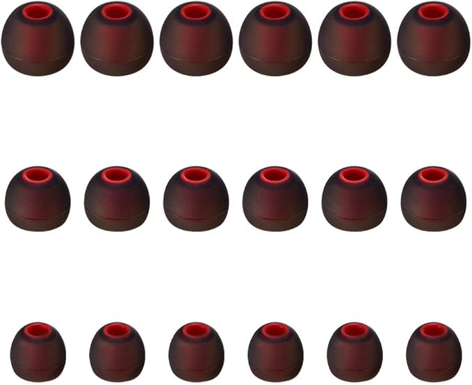 Earbud Tips Soft Silicone Earbuds Replacement Tips Fit for in-Ear Headphones(Inner Hole from 3.8mm - 4.2mm Earphones) 9 Pairs S/M/L,Black/Red
