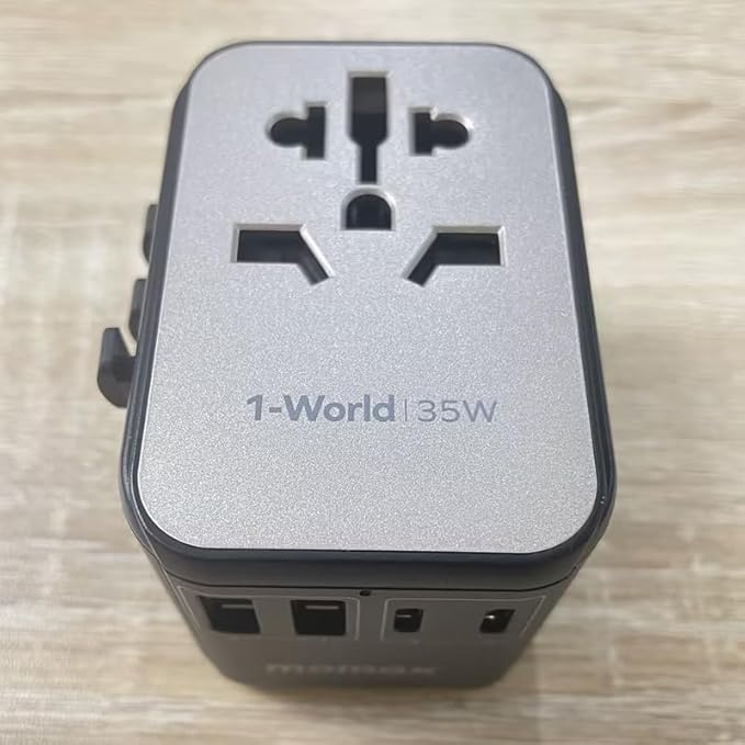 MOMAX Universal Travel Adapter, PD 35W Fast Charge International Power Adapter, 3 USB C & 2 USB A, Worldwide Travel Plug Adapter, International Power Adapter for Europe, USA, Japan, Aus(Type C/A/G/I)