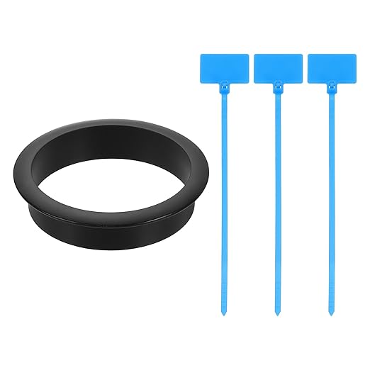 uxcell Desk Grommet, 2-3/4" (70mm) Zinc Alloy Cable Hole Cover Wire Cord Organizer with Marked Cable Ties for Home Office Desktop Wire, Black