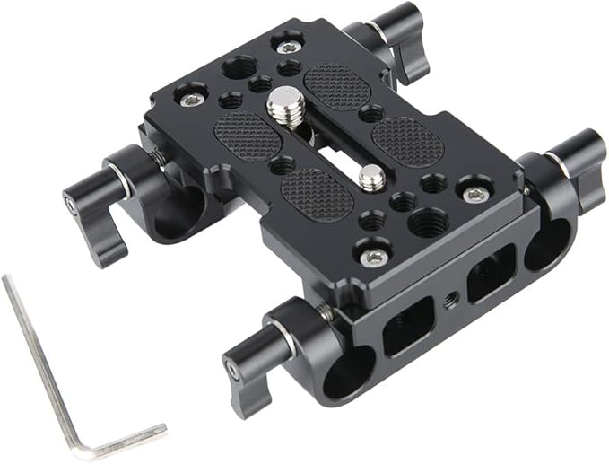 NICEYRIG Tripod Mounting Plate with 15mm Rod Clamp Railblock for Rod Support/DSLR Rig Cage