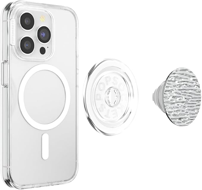 PopSockets Phone Grip for MagSafe with Kickstand, Magnetic Stand, Swappable Top, Secure Hold for iPhone MagSafe Cases, Phone & Tablet Grip - FATA Morgana Chrome