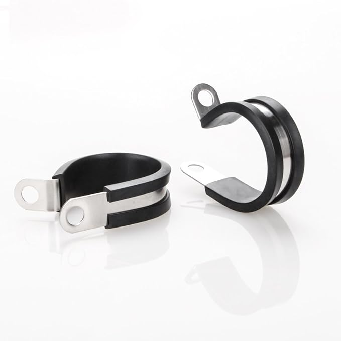 LOKMAN 20 Pack 7/8 Inch Stainless Steel Cable Clamp, Rubber Cushioned Insulated Clamp, Conduit Wire Holder Strap Clips for Tube, Pipe or Wire Cord Installation