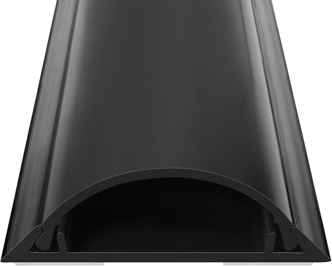 Cord Cover Floor 6.6ft (2 x L3.3ft), Large Capacity Floor Cable Cover, Hard PVC Cord Hider, Wire Cable Management Raceway, Black, Cord Cavity - 1.8"(W) x 0.6"(H)