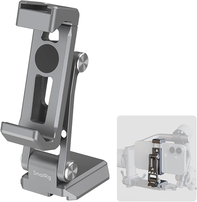 SMALLRIG Metal Phone Mount with Baseplate for Arca-Swiss,Compatible for DJI RS 4 Mini & RS 3 Mini, Cell Phone Mount Adapter Support Free Adjustment Joints, Phone Tripod Mount for iPhone 16 15-5338