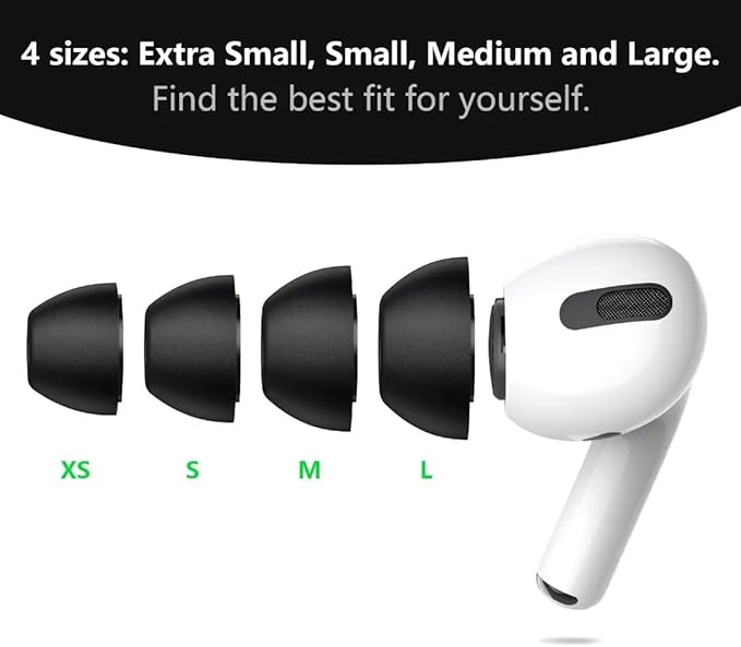 Lanwow Premium Memory Foam Tips for AirPods Pro & AirPods Pro 2nd Generation. No Silicone Eartips Pain. Anti-Slip Eartips. Fit in The Charging Case, 3 Pairs (Small, Black)