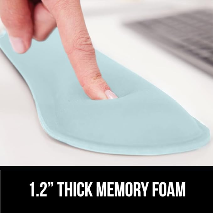 GORILLA GRIP Silky Gel Memory Foam Wrist Rest for Computer Keyboard, Mouse, Ergonomic Design for Typing Pain Relief, Desk Pads Support Hand, Arm, Mousepad Rests, Stain Resistant, 2 Piece Pad Sky Blue