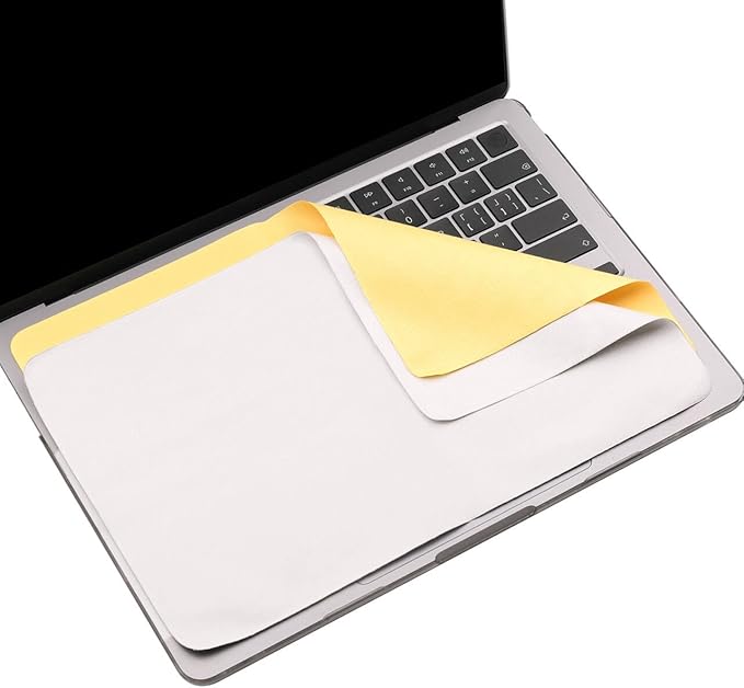 2 Pack Microfiber Liner Cleaning Cloth with Screen Keyboard Imprint Protection for MacBook Pro/AIR 13" 14" 2018-2025, Keyboard Protector Compatible MacBook Air 13/MacBook Pro 14 (M4-M1)-Grey+Yellow
