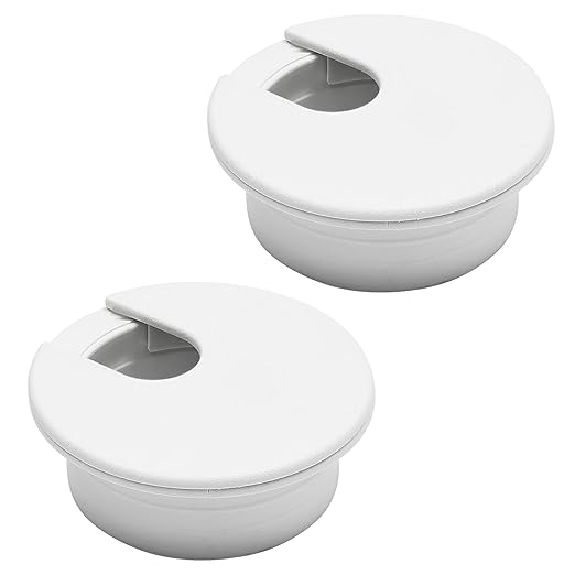 Desk Grommet 1-3/8" (35 mm), Desk Cord Hole Cover, Cable Grommet ABS Plastic, Desk Hole Grommet for Office and Home Table Cable, Detachable Cable Cord Organizer (White 2 Pcs)