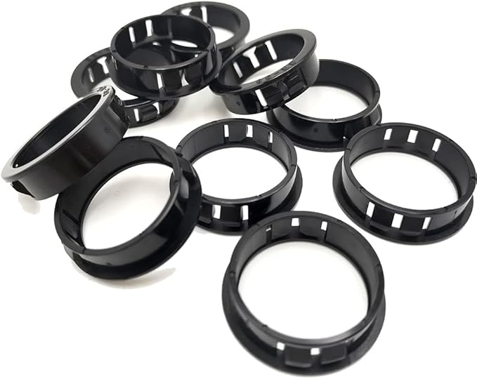 1-1/2"(38mm) Black Snap-in Knockout Insulating Bushing Grommets, Plastic Cable Hole Grommets for Wiring, Round Nylon Snap in Locking Electrical Wire Cord Hose Tubing Bushings Grommets, 10pcs
