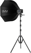 GVM SD80S 80W COB Video Light Kit, 5600K Continuous Lighting for Photography with Bowens Mount Softbox&Stand, 8 Lighting Effects Support AC Adapter & NP Series Battery
