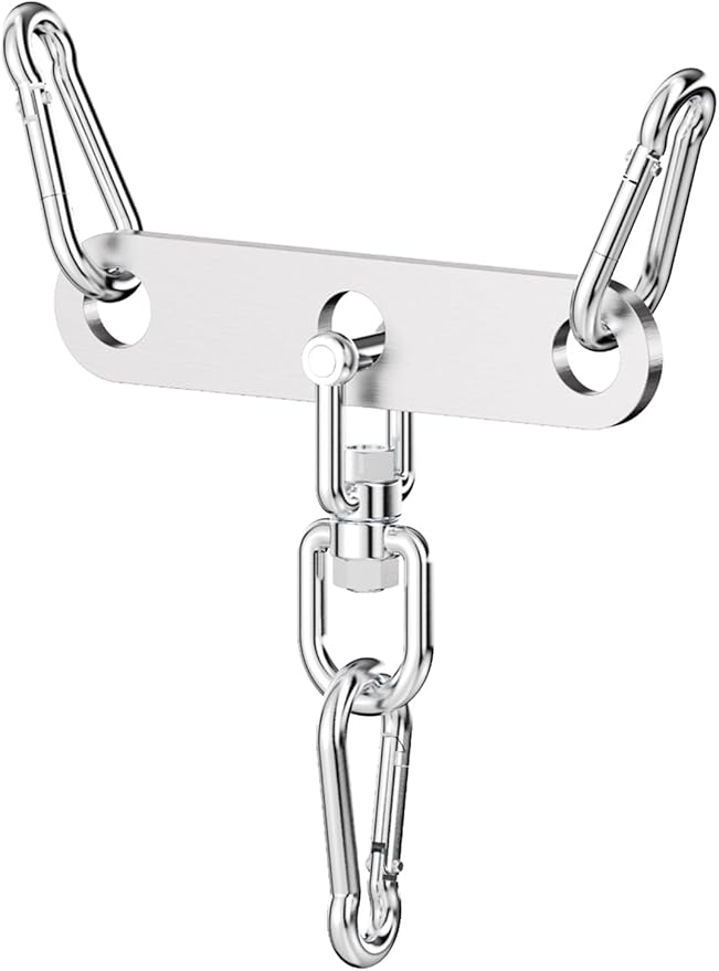 Double to Single Adaptor Plate for Cable Pulley Machines Durable Solid Stainless Steel with 3 Carabiners Suitable for Dual Cable Machines LAT Pulldown, Shoulder & Biceps Exercises