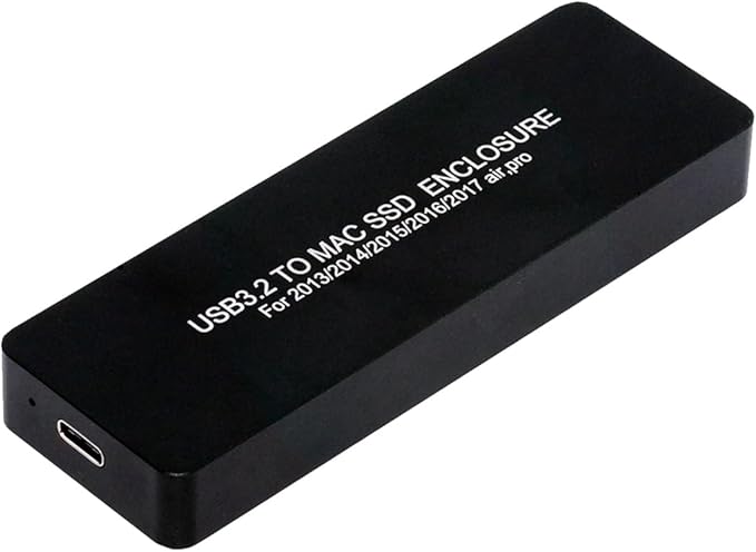 External SSD Enclosure USB-C 3.2 for 12+16 Pin MacBook Air/Pro mid 2013-2017, CNC Hard Drive Case for A1466 A1465 A1502 A1398, Portable SSD Reader Box