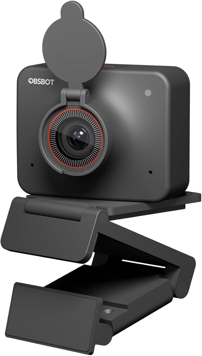 OBSBOT Meet AI-Powered 4K Webcam, AI Framing & Autofocus, Webcam with Microphone, Background Bokeh, 60 FPS, HDR Low-Light Correction, Beauty Mode, Webcam for PC, Streaming, Conference, Gaming, etc.