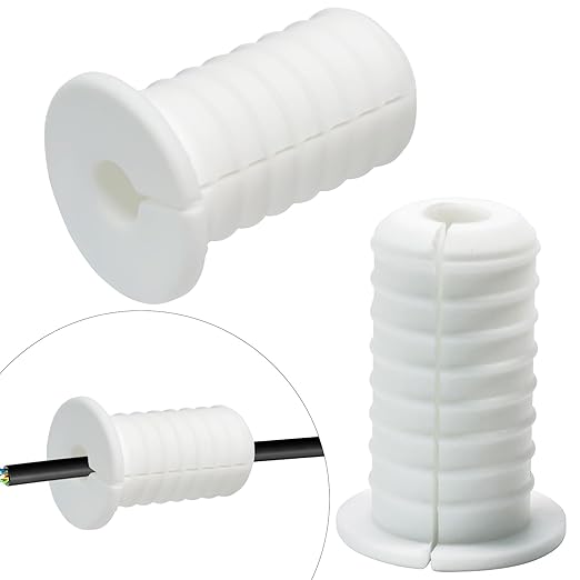 2pc Starlink Cable Grommet 3/4" Silicone Anti-Slip Waterproof Wall Hole Pass Through Split Cable Bushings for TV Wire Ethernet Cord, Starlink Cable Routing Kit Accessories,38mm/1.5"Ht, White