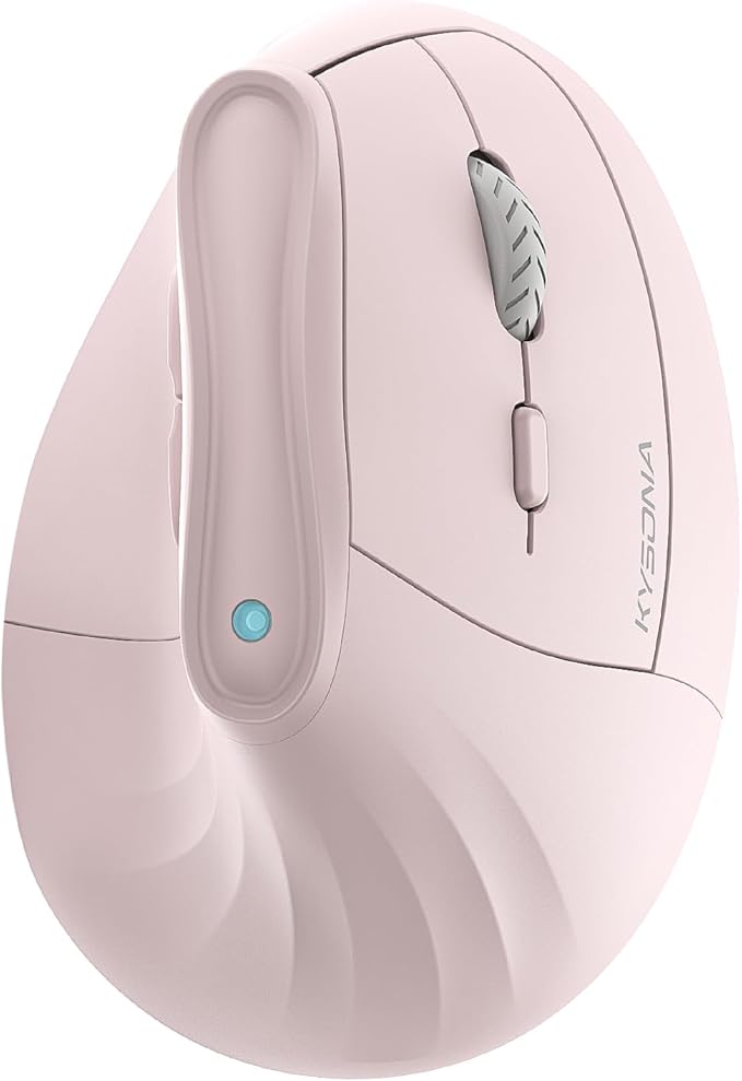 57° Ergonomic Wireless Tower Mouse, Vertical Quiet Ergo Mouse, Bluetooth(BT5.0,BT3.0)&2.4G, (800/1200/2400/2400/4000), 7 Buttons for Windows, macOS, iPadOS, Laptop, PC, Pink