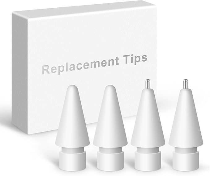 Replacement Tips for Apple Pencil Pro/2nd Gen/1st Gen/USB-C,No Wear Out Metal Nibs,Precise Control 0.78mm Longer Tips for iPad Pencil Accessories-(4 Pack)