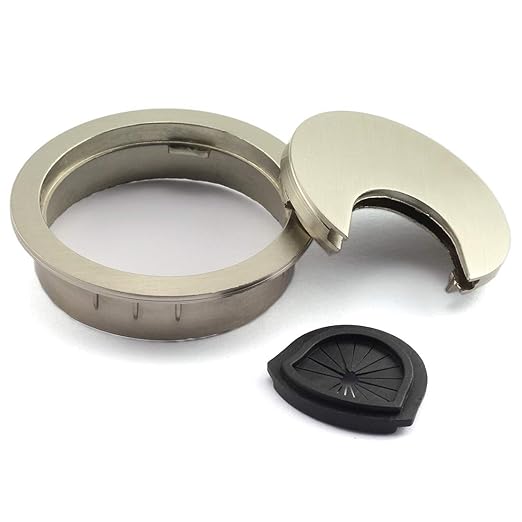 HJ Garden 1pcs 2 inch (50mm) Metal Desk Grommets for Managing and Hiding Wire Cord Cable Hole Cover Office PC Desk Cable Cord Organizer Zinc Alloy Cover Champagne