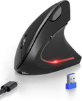 TECKNET Ergonomic Mouse with Jiggler, Bluetooth Wireless Vertical Mouse, 4800DPI Rechargeable Carpal Tunnel Mouse, Undetectable Random Movement Keeps Computers Awake for PC, Laptop