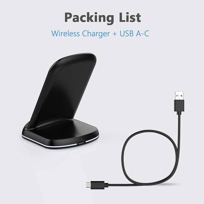 Yootech Wireless Charger,10W Max Wireless Charging Stand, Compatible with iPhone 17/17 Pro/17 Pro Max/Air/16e/16/16 Plus/16 Pro Max/15/14/13/SE 2022/12/11/X/8, Galaxy S25/S24/S23/S22(No AC Adapter)