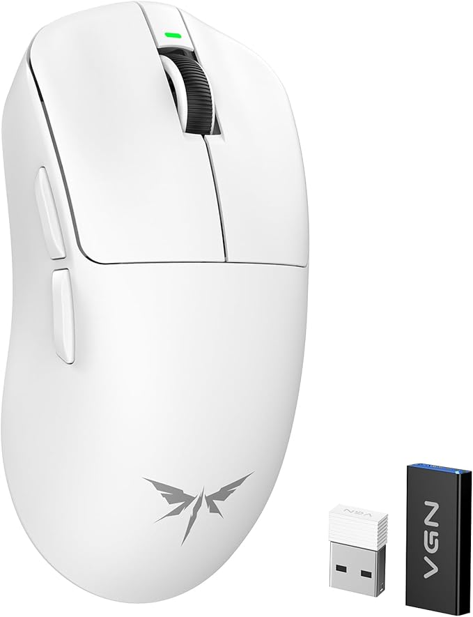 VGN F1 MOBA Wireless Gaming Mouse, 4K Polling Wired/Wireless Gamer Mice with 26K Optical Sensor, 55g Lightweight, 200h Battery Life, 6 Programmable Buttons, USB-C Charging, for PC/Mac/Laptop - White