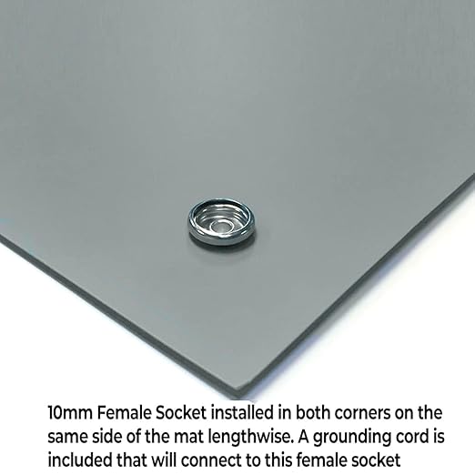 RubberStat Dual Layer ESD Compliant Workstation Rubber Table Mat Kit, Soldering, Cell Phone Repair, with Wrist Strap Set and Ground Cord - 36"x60" Grey