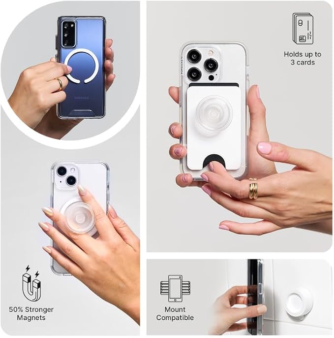PopSockets Phone Grip for MagSafe with Kickstand, Magnetic Stand, Swappable Top, Secure Hold for iPhone MagSafe Cases, Phone & Tablet Grip - Olive Tree Tile