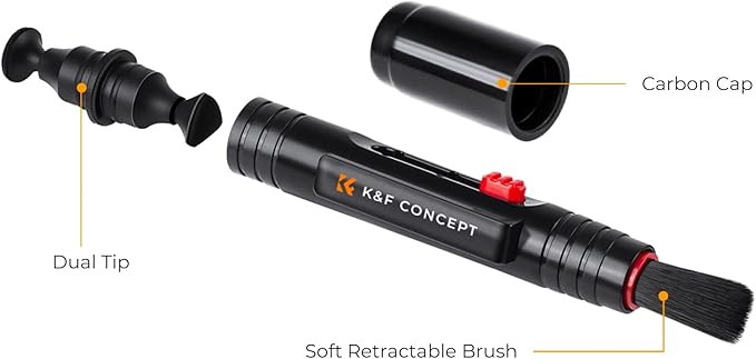 K&F CONCEPT Professional Lens Cleaning Pen with Soft Brush, Carbon Head Lens Cleaning Pen Compatible with Canon, Nikon, Pentax, Sony Digital Camera Cleaning,AR VR Glasses Cleaning