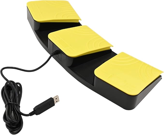 USB Foot Pedal for PC Gaming,Optical Control Foot Switch,Computer Map Mouse Keyboard Hotkey Combination Key Keypress Simulator Program Page Turner Transcription HID (Triple Pedal)