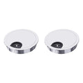 2 Pack Desk Grommet 2-3/8 Inch 60mm, Zinc Alloy Computer Desk Wire Hole Cover, Office Desktop Cord Cable Hole Metal Ring, Bright Silver