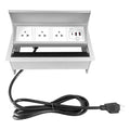 ZESHAN Conference Table Power hub Desktop pop up Outlet with 3 US Plugs and USB C Fast Charger for Home Office Tabletop, 1.8M Extension Power Cord for Desk, Silver