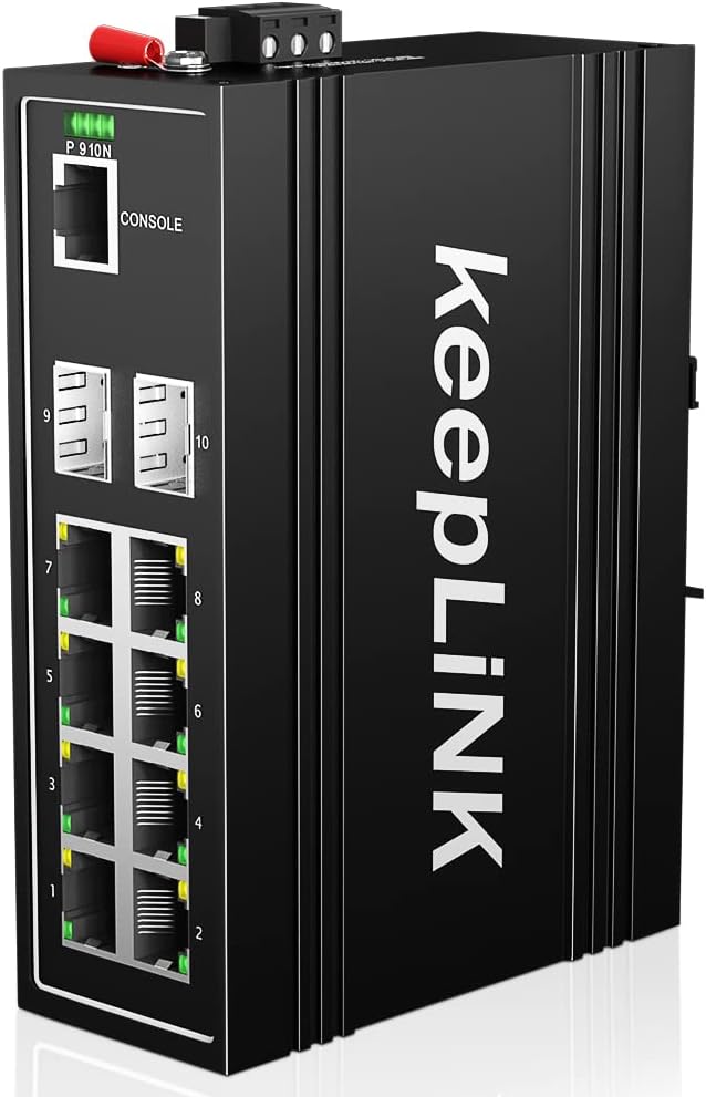 10-Port Industrial Gigabit PoE Switch, Managed with 8 PoE+@130W, 2 SFP Slots, DIN Rail Network Switch, IP40, Operating Temperature Range of -30° – 75°C (-22° – 167°F), Lifetime Protection