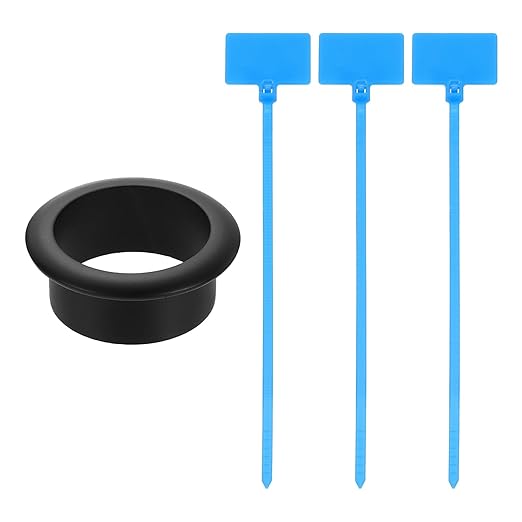 uxcell Desk Grommet, 1-9/16" (40mm) Zinc Alloy Cable Hole Cover Wire Cord Organizer with Marked Cable Ties for Home Office Desktop Wire, Black