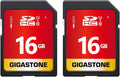 Gigastone 16GB SDHC Memory Card, 2 Pack Premium Series, Transfer Speed Up to 80MB/s for Photos, Videos, Music, Files, Camcorder, Camera, PC, Class 10 U1 UHS-I