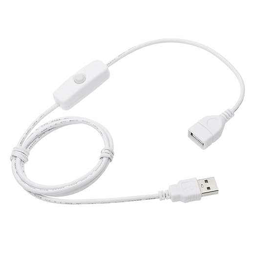 MECCANIXITY USB Extension Cable with ON/Off Button Switch 1m USB Male to Female Extension Cord for Desk Lamp Fan LED Light Strip White Pack of 1