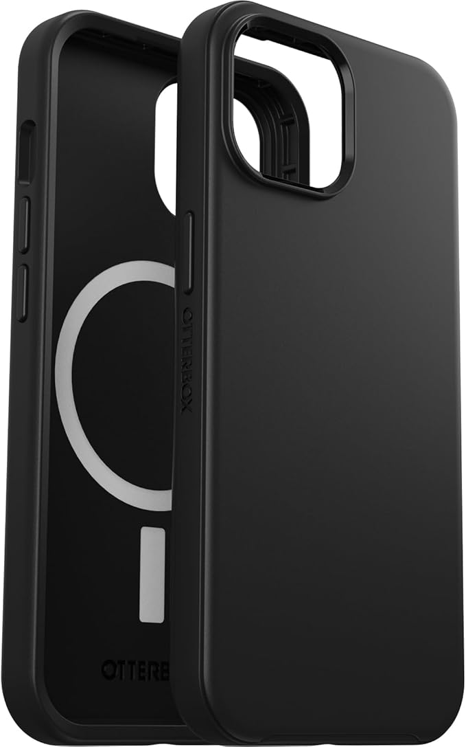 OtterBox iPhone 16e, 15, 14, & 13 Symmetry Series Case - Black, Snaps to MagSafe, Ultra-Sleek, Raised Edges Protect Camera & Screen