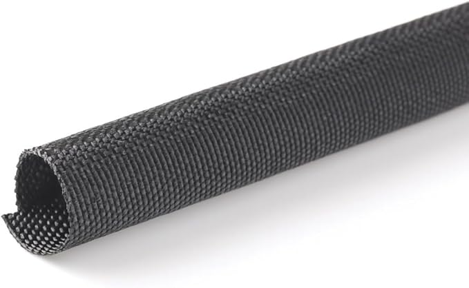 MGI SpeedWare Woven Mesh Split-Sleeve Wire Loom for High-Temperature Automotive Harness and Home Cable Management - 25 feet (1/4")