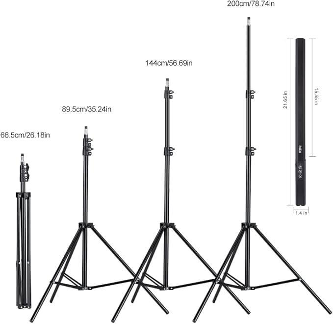 LED Light Sticks RGB Light Wand, Photography Light Stick LED Video Lighting Kit 9 Color Modes, with 26.2" to 78.7" Tripods, Adjustable 3200K-5600K, Pack of 2 [Upgraded]