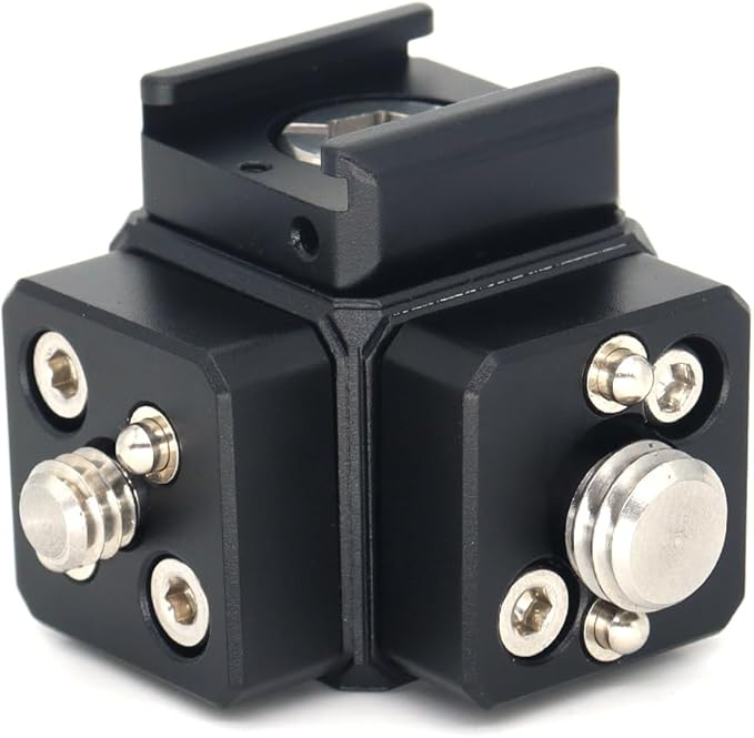 Camera Hot Shoe Extension Bracket Cold Shoe Mounts for Camera Cage Tripod Magic Arm Microphone LED Video Light, Shoe Mount Holder with 1/4'' 3/8'' Arri Thread and Arri-locating Hole